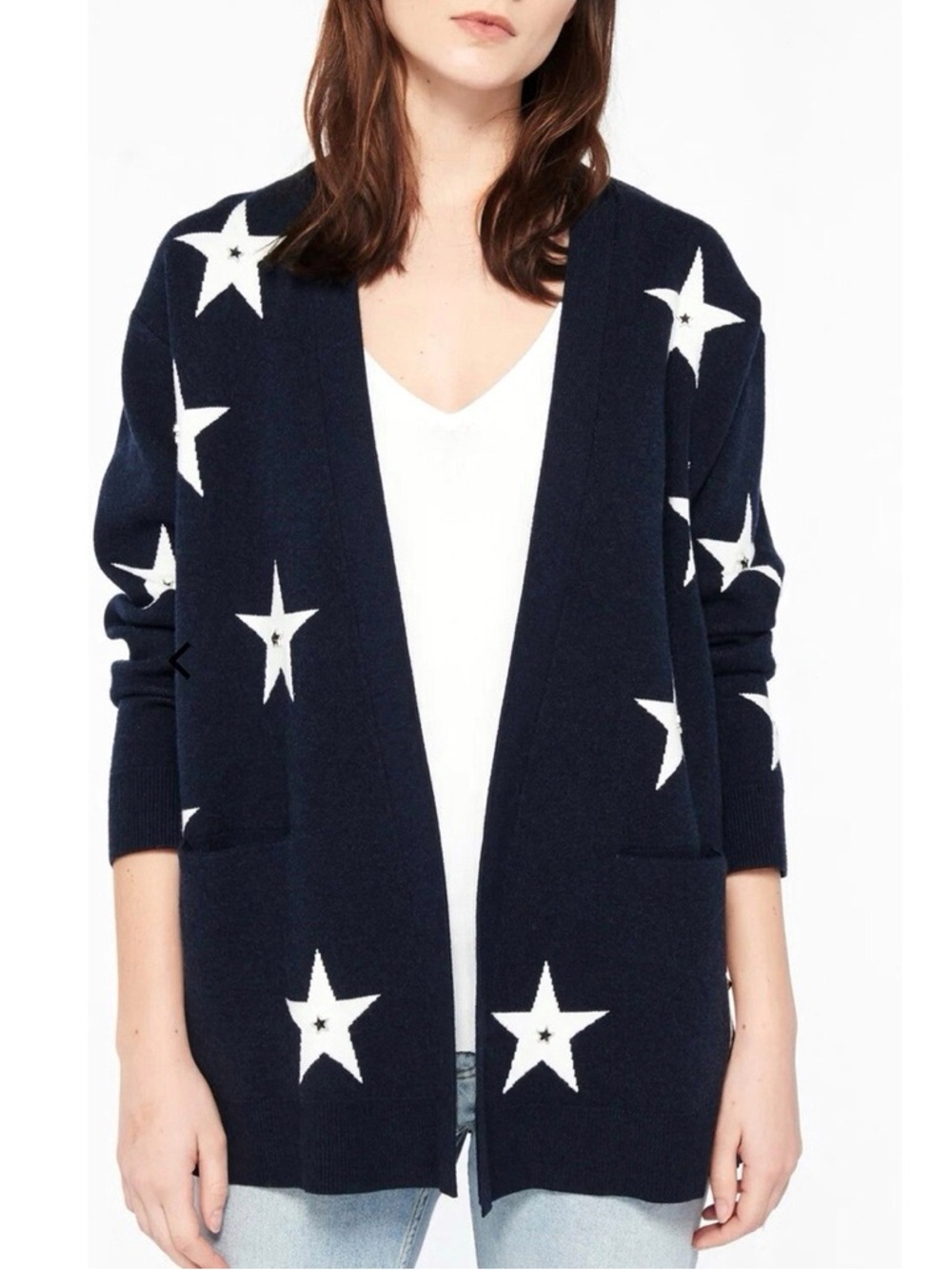 SANDRO Embellished Star Patterned Cardigan